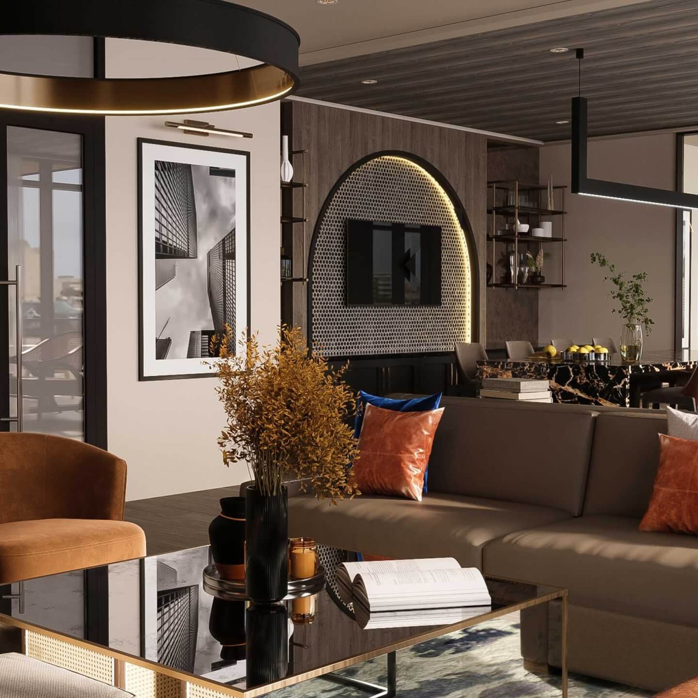 skylounge view of the interior at the apartments in fort worth