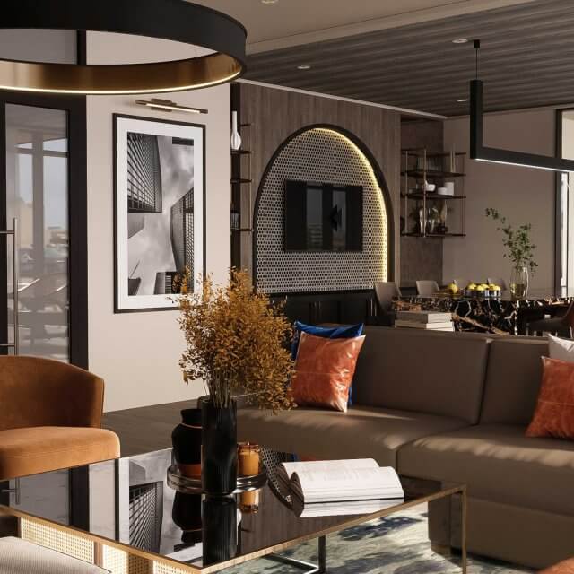 skylounge view of the interior at the apartments in fort worth