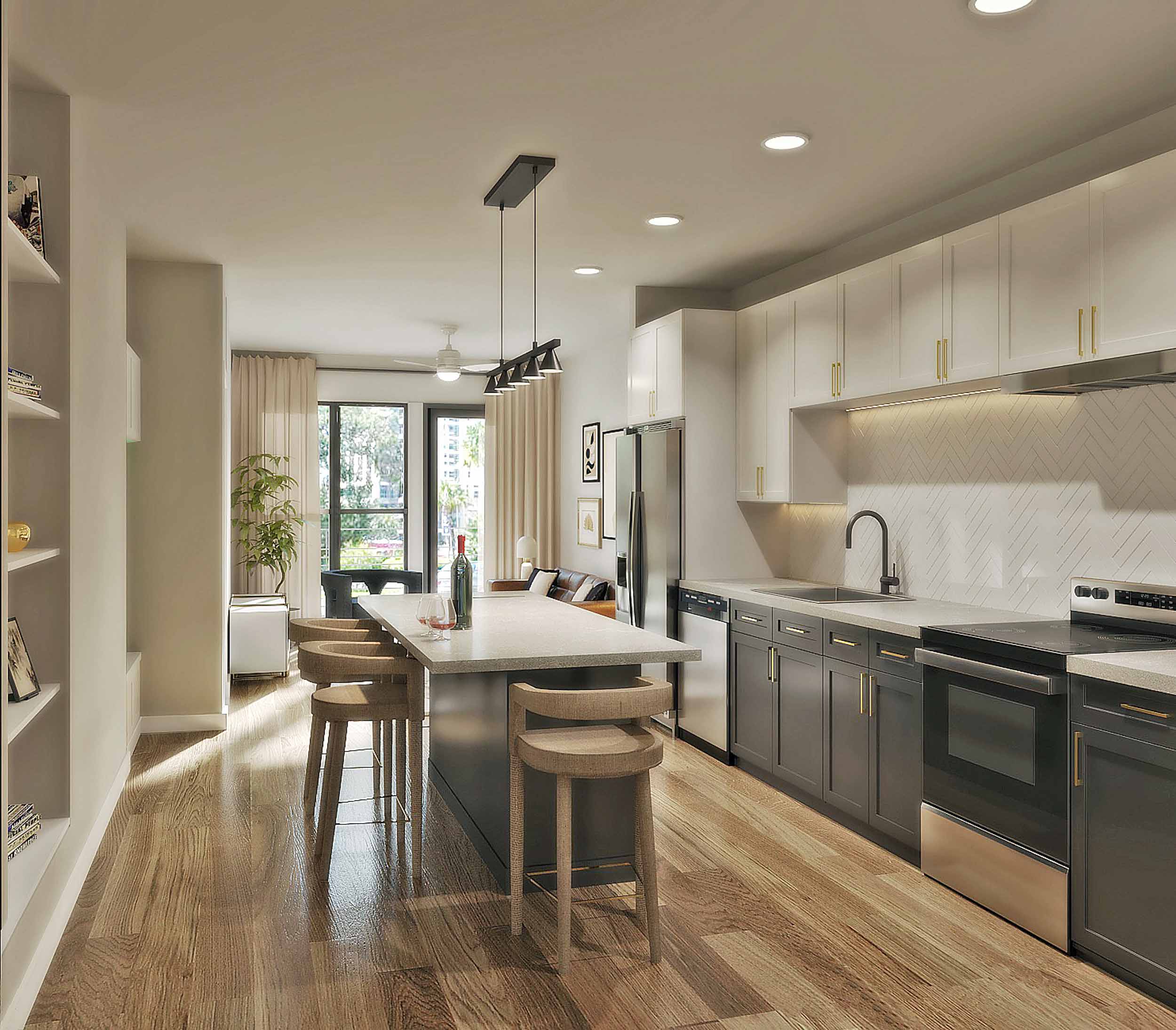 kitchen at the Vickery pet friendly apartments fort worth
